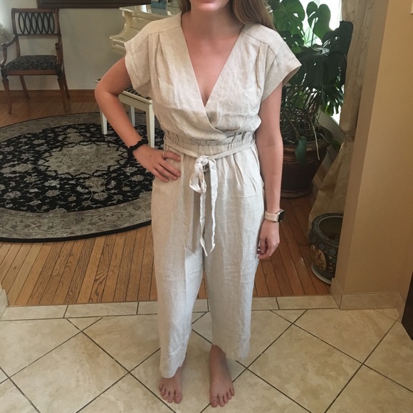 linen capri jumpsuit